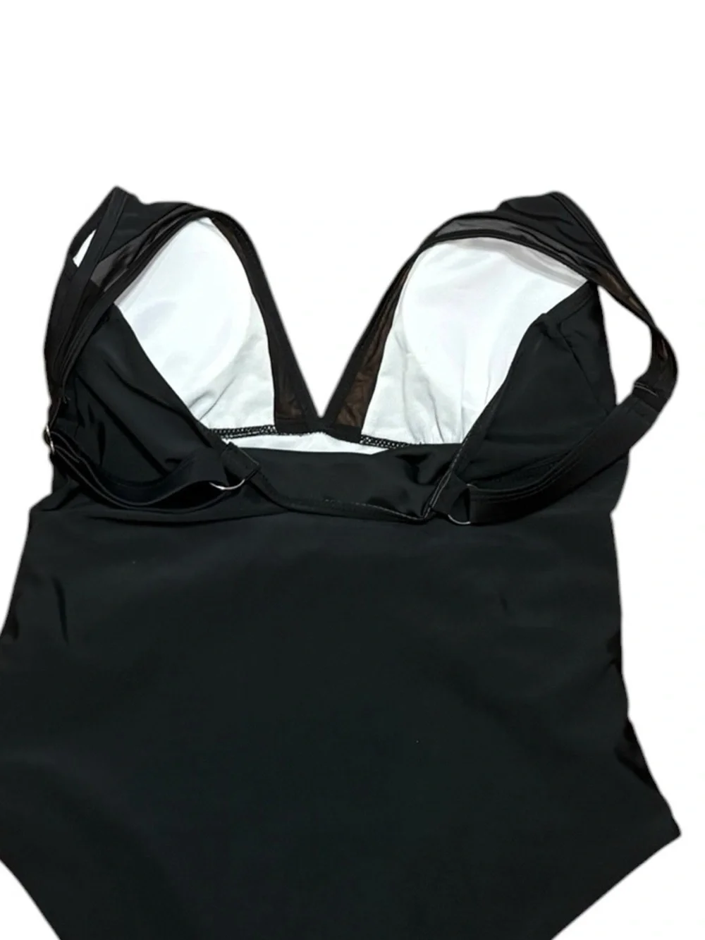 Women’s One-Piece Black Mesh Cut Out Swimsuit, Size M NWOT